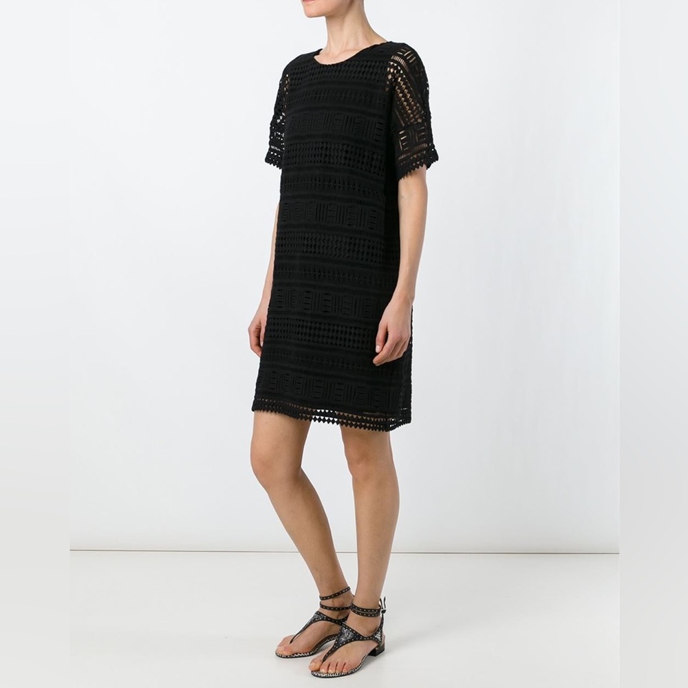 Vince Short Sleeve Crochet Overlay Dress Black Size 4, fair condition
